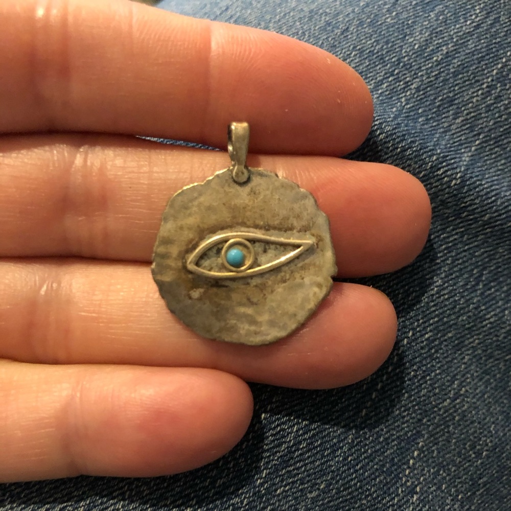 Evil eye sterling and turquoise charm